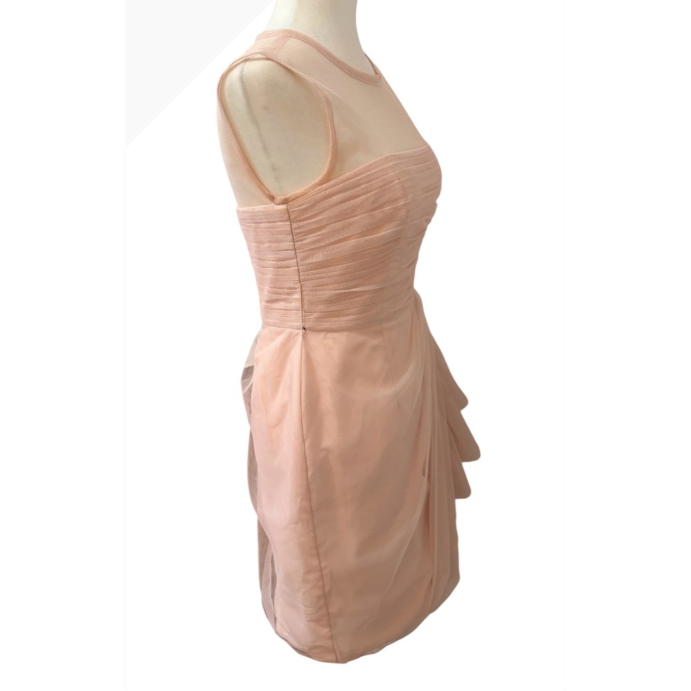 Vintage Vera Wang Pink Size 4 Tulle Ruched Illusion Cocktail Dress Formal - Picture 4 of 11